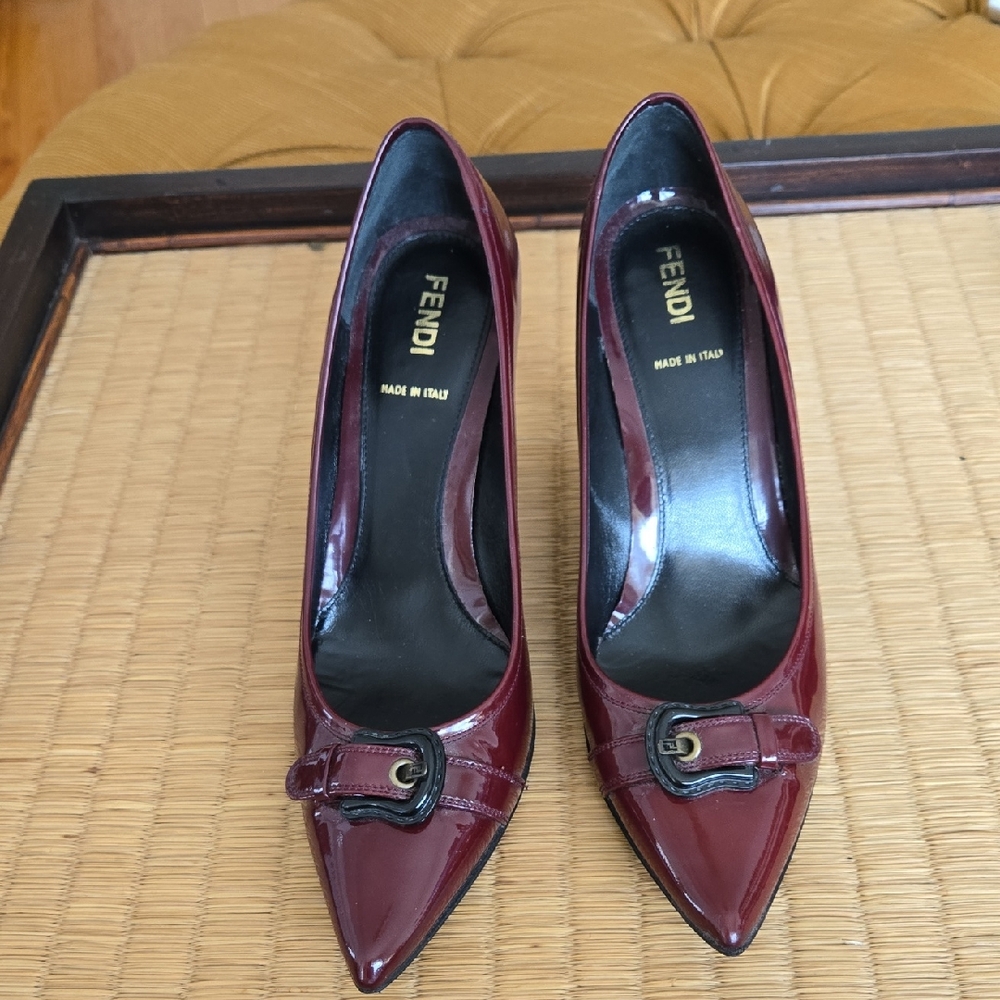Fendi Burgundy Patent Leather Heels